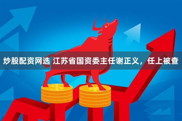 炒股配资网选 江苏省国资委主任谢正义，任上被查