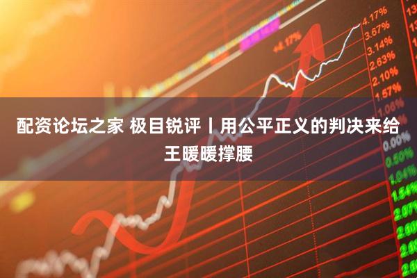 配资论坛之家 极目锐评丨用公平正义的判决来给王暖暖撑腰